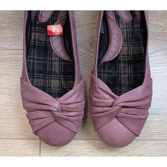 New Born Leather Ballet Flats 9.5 Mauve Pink Slip On Knotted Toe Coquette Padded - Picture 5 of 10